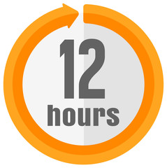 Timer, clock vector color icon illustration ( 12 hours )