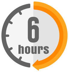 Timer, clock vector color icon illustration ( 6 hours )