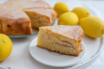 Home made lemon bundt cake with sugar icing
