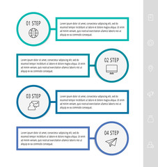 Vector flat template circle infographics. Business concept with 4 options and parts. Four steps for content, flowchart, timeline, levels, marketing, presentation, graph, slideshow