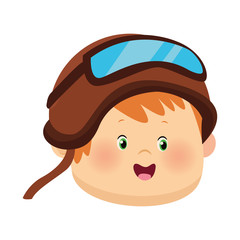 cartoon boy with aviator glasses and helmet, colorful design