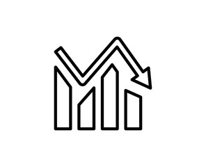 Down graph line icon