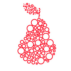 Silhouette of pear in red rounds vector illustration. 