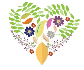 illustration of love in leaves