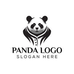 Silhouette panda cool logo,. awesome mascot panda logo design