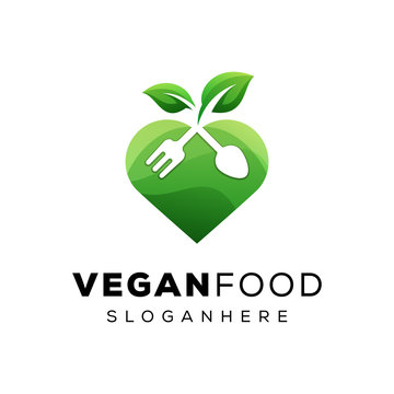 Modern food vegan lover logo. vegetables love food logo design