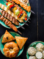 Delicious deep fried Samosa pies with meat