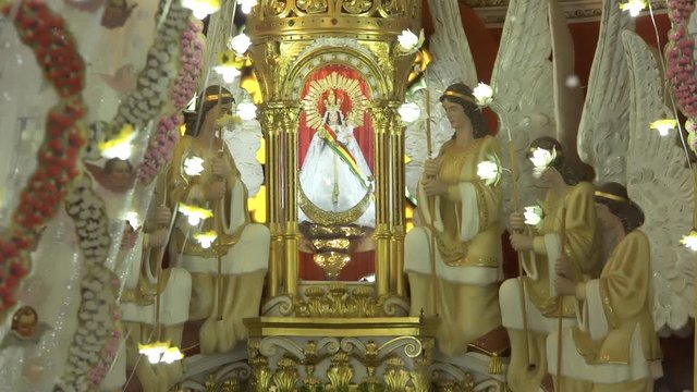 Sacred Statue of the Virgen of Urkupi&ntilde;a in the Church of San Ildefonso de Quillacollo, in Bolivia, South America.