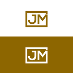 JM letter logo line square JM
