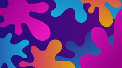 Purple fluid background design. Liquid ameoba shapes composition. Funky design posters. Fluid background design abstract ameoba shapes for print or web on purple background.