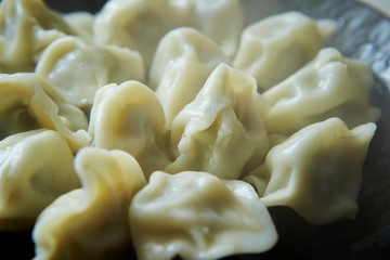 Boiled dumpling close up shot 