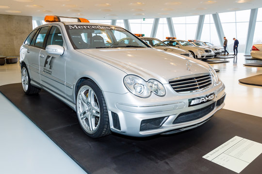 STUTTGART, GERMANY- MARCH 19, 2016: Official F1 Medical car Mercedes-Benz C55 AMG, 2004. Mercedes-Benz Museum.