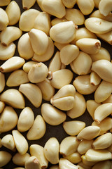 Peeled garlic background, studio shot 