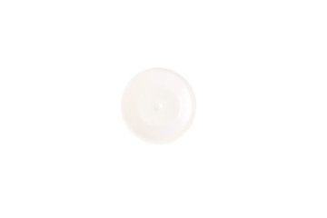 white cap from tube with cream or toothpaste, top view