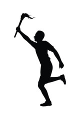 Fototapeta na wymiar Standing sport man with torch silhouette vector