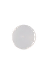 Top view white plastic lid. Mock up blank cosmetics jar cap isolated on white. High resolution photo