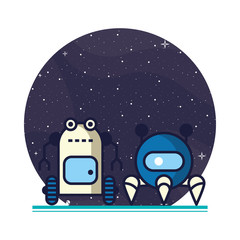 couple of robots technology icons