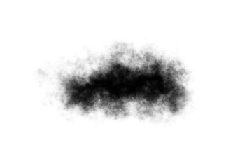 Black smoke stock image Isolated on white background, Concept design Halloween