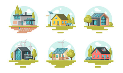 Naklejka premium Real Estate Vector Set. Residential Property Advertising Concept