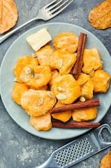 Lazy dumplings with cinnamon