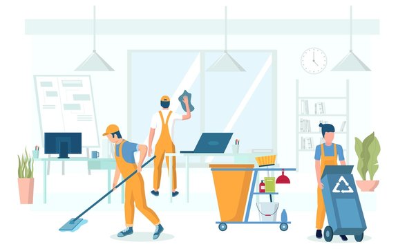 Professional Office Cleaning Services Vector Concept Illustration