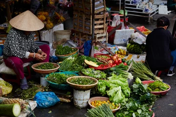 Fotobehang Diverse groente op de Aziatische markt © mnimage