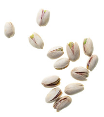 Ripe pistachios nuts isolated on a white background