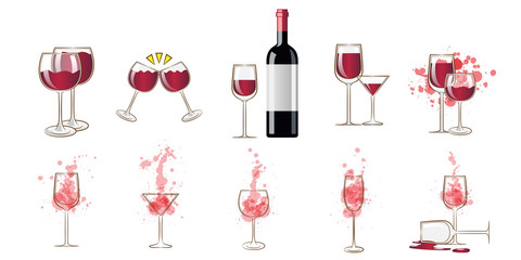 Wine glass vector set collection graphic clipart design