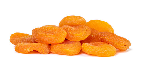 Dried apricots isolated on white background. Healthy food.