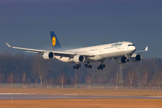 Lufthansa Airbus A340 airplane at Munich airport