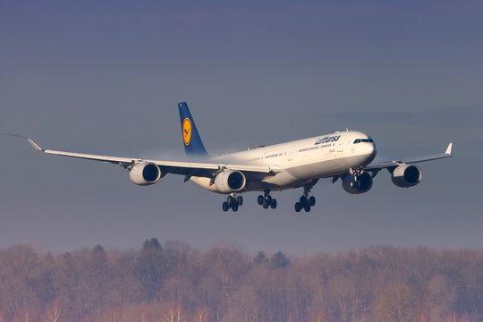 Lufthansa Airbus A340 airplane at Munich airport