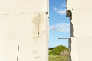 wall connector at wall stones with wall opening