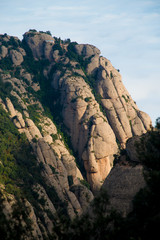 BARCELONA, SPAIN - December 26, 2018: The mountains of Montserrat in Barcelona, Spain. Montserrat  is a Spanish shaped mountain which influenced Antoni Gaudi to make his art works.