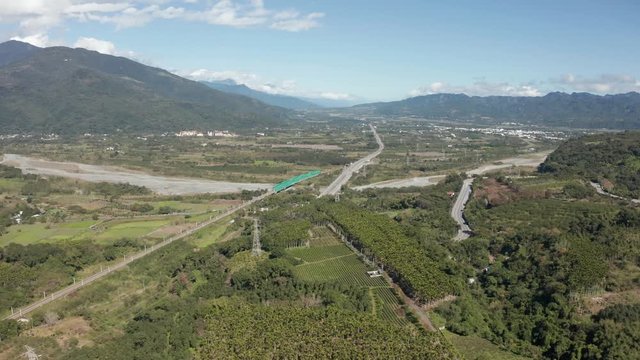 Aerial shot yuli taiwan landscape with mountain view