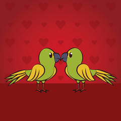 happy valentines day card with cute parrots couple