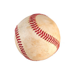 worn baseball isolated on white background, team sport.