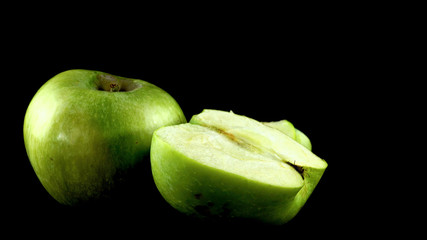 Natural eco green big apple isolated on white. copy space for text