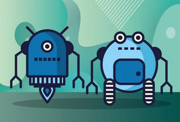 Fotobehang couple of robots technology icons © Jemastock