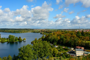 View of a beautiful landscape of the Mecklenburg Lake District near Waren (Mueritz)