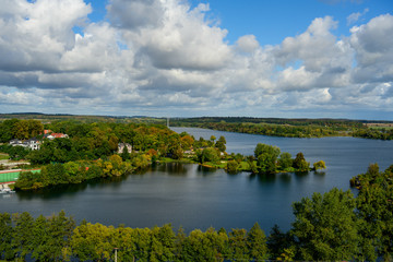 Fototapeta na wymiar View of a beautiful landscape of the Mecklenburg Lake District near Waren (Mueritz)