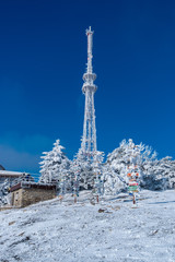 The snow-capped peak of Mount Mashuk