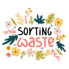 Zero waste concept. Doodle vector hand drawn illustration in scandinavian style, go green, no plastic, save the planet