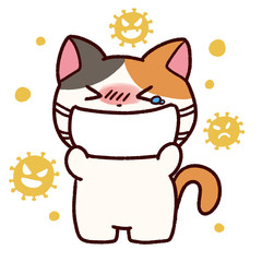 花粉症でマスクをするﾐｹ猫