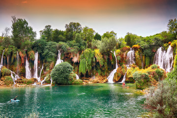 Picturesque Kravice waterfalls in the National Park of Bosnia and Herzegovina