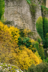 Meteora, Greece - Dec 19, 2019: Hiking path at Meteora,Greece
