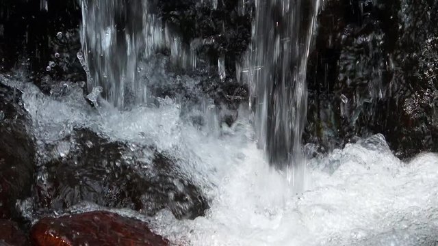 Closeup shot of the brook, cascade. 4K