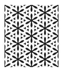 Fototapeta premium Tattoo hexagon pattern. Mandala print. Honeycomb vector design. Seamless floral ornament. Black and white concept. Perforation holes for bags or shoes.