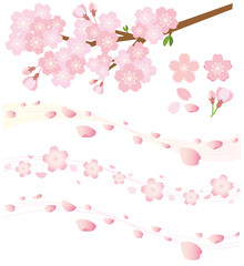 桜の花びらセット（桜吹雪・飾り罫線）