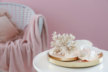 Beautiful marine decor on table in room