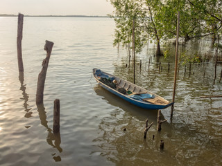 Obraz premium Traditional wooden boat in the Mekong River Delta - Can Tho, Vietnam
